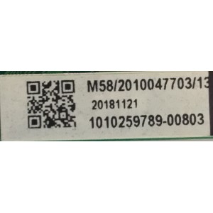 MAIN PARA TV WESTINGHOUSE / NUMERO DE PARTE 1010259789 / MS34580-ZC01-01 / 20181121 / M58/2010047703/13 / MODELO WR58UX4019